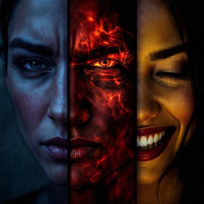 The primary subject of the image is a woman with a smile on her face. She is the main focus of the image. The setting is a dark background, which contrasts with the woman's bright smile. The visual style is a black and white photo, giving the image a classic and timeless appearance. The colors and mood are predominantly dark, with the woman's smile being the brightest and most prominent element in the image.